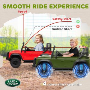 Qaba Land Rover Licensed Kids Ride on Truck with Remote Control, Spring Suspension, LED Lights, 3 Speed, Dark Green - Image 6