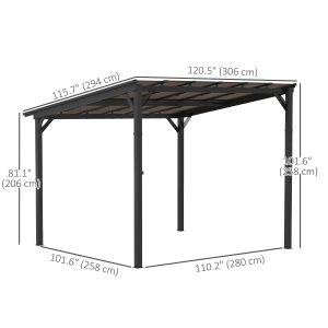Outsunny 10' x 10' Hardtop Gazebo Wall-Mounted / Free Standing Outdoor Pergola with UPF 50+ & Waterproof Polycarbonate Roof - Image 3