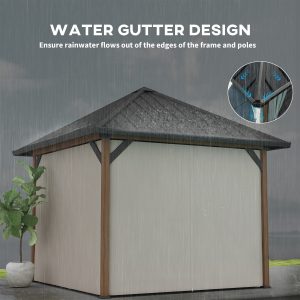 Outsunny 10' x 10' Hardtop Gazebo with Galvanized Steel Roof, Permanent Garden Gazebo with Netting and Curtains - Image 14