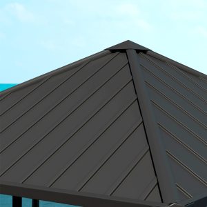 Outsunny 10' x 10' Hardtop Gazebo with Galvanized Steel Roof, Permanent Garden Gazebo with Netting and Curtains - Image 19