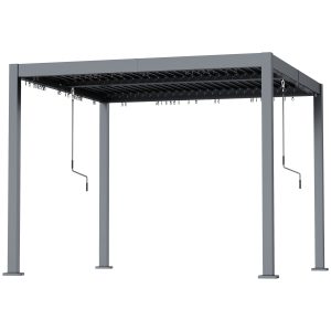 Outsunny 10' x 10' Louvered Pergola with Adjustable Metal Roof and Aluminum Frame, Outdoor Hardtop Gazebo with Drainage System - Image 9