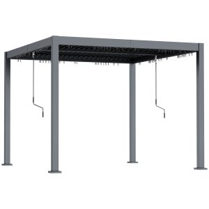 Outsunny 10' x 10' Louvered Pergola with Adjustable Metal Roof and Aluminum Frame, Outdoor Hardtop Gazebo with Drainage System - Image 18