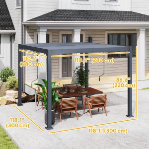 Outsunny 10' x 10' Louvered Pergola with Adjustable Metal Roof and Aluminum Frame, Outdoor Hardtop Gazebo with Drainage System - Image 10