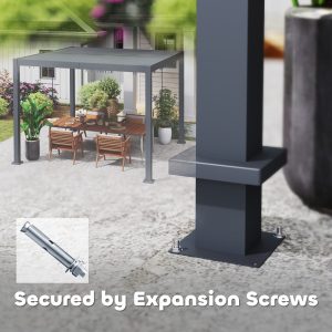 Outsunny 10' x 10' Louvered Pergola with Adjustable Metal Roof and Aluminum Frame, Outdoor Hardtop Gazebo with Drainage System - Image 16