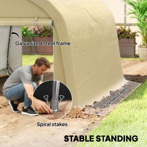 Outsunny 10' x 10' Outdoor Storage Tent, Heavy Duty and Waterproof Portable Shed for Bike, Motorcycle & Garden Tools - Image 5