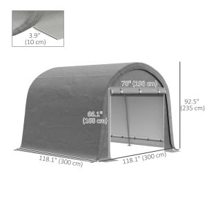 Outsunny 10' x 10' Outdoor Storage Tent, Heavy Duty and Waterproof Portable Shed for Bike, Motorcycle & Garden Tools, Light Grey - Image 3