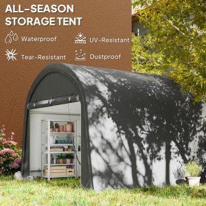 Outsunny 10' x 10' Outdoor Storage Tent, Heavy Duty and Waterproof Portable Shed for Bike, Motorcycle & Garden Tools, Light Grey - Image 4