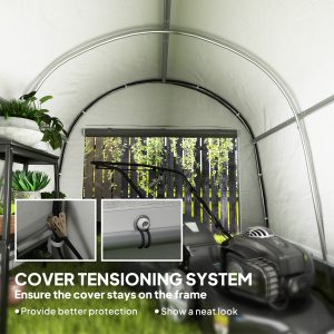 Outsunny 10' x 10' Outdoor Storage Tent, Heavy Duty and Waterproof Portable Shed for Bike, Motorcycle & Garden Tools, Light Grey - Image 7