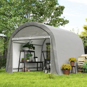 Outsunny 10' x 10' Outdoor Storage Tent, Heavy Duty and Waterproof Portable Shed for Bike, Motorcycle & Garden Tools, Light Grey - Image 8