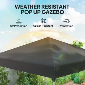 Outsunny 10' x 10' Pop Up Canopy with Sidewalls, Roller Bag, Height Adjustable Instant Tent for Outdoor, Garden, Patio, Black - Image 6