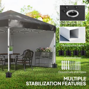 Outsunny 10' x 10' Pop Up Canopy with Sidewalls, Roller Bag, Height Adjustable Instant Tent for Outdoor, Garden, Patio, Black - Image 9