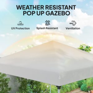 Outsunny 10' x 10' Pop Up Canopy with Sidewalls, Roller Bag, Height Adjustable Instant Tent for Outdoor, Garden, Patio, White - Image 6