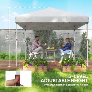 Outsunny 10' x 10' Pop Up Canopy with Sidewalls, Roller Bag, Height Adjustable Instant Tent for Outdoor, Garden, Patio, White - Image 7