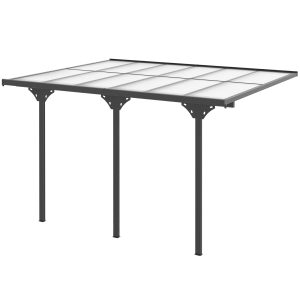 Outsunny 10' x 12' Outdoor Hardtop Pergola Gazebo with Polycarbonate Roof Adjustable Height, Aluminum Frame, UV Protection, Grey - Image 11