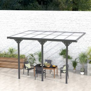 Outsunny 10' x 12' Outdoor Hardtop Pergola Gazebo with Polycarbonate Roof Adjustable Height, Aluminum Frame, UV Protection, Grey - Image 8