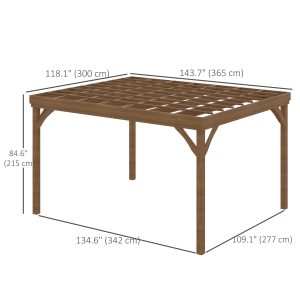 Outsunny 10' x 12' Wood Pergola, Outdoor Gazebo Grape Trellis for Climbing Plant Support, Garden, Patio, Backyard, Deck, Brown - Image 2