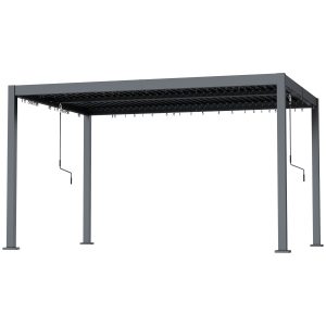 Outsunny 10' x 13' Louvered Pergola with Adjustable Metal Roof and Aluminum Frame, Outdoor Hardtop Gazebo with Drainage System - Image 10