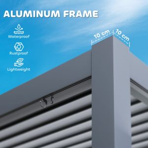 Outsunny 10' x 13' Louvered Pergola with Adjustable Metal Roof and Aluminum Frame, Outdoor Hardtop Gazebo with Drainage System - Image 13