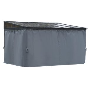 Outsunny 10' x 13' Outdoor Hardtop Pergola PC Roof Gazebo Party Tent Garden Sun Shelter UV protection with Curtains - Image 12