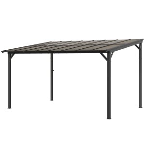 Outsunny 10' x 14' Hardtop Gazebo Wall-Mounted / Free Standing Outdoor Pergola with UPF 50+ & Waterproof Polycarbonate Roof - Image 11