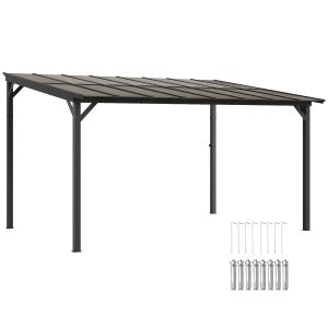 Outsunny 10' x 14' Hardtop Gazebo Wall-Mounted / Free Standing Outdoor Pergola with UPF 50+ & Waterproof Polycarbonate Roof - Image 20