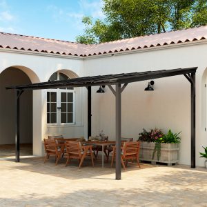 Outsunny 10' x 14' Hardtop Gazebo Wall-Mounted / Free Standing Outdoor Pergola with UPF 50+ & Waterproof Polycarbonate Roof - Image 18