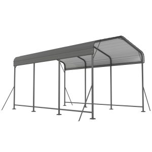 Outsunny 10 x 15FT Metal Carport, Heavy-Duty Carport Canopy with Reinforced Frame & Galvanized Steel Roof, Dark Grey - Image 12