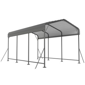 Outsunny 10 x 15FT Metal Carport, Heavy-Duty Carport Canopy with Reinforced Frame & Galvanized Steel Roof, Dark Grey - Image 21