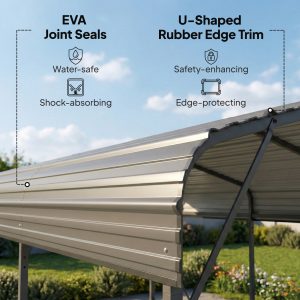 Outsunny 10 x 15FT Metal Carport, Heavy-Duty Carport Canopy with Reinforced Frame & Galvanized Steel Roof, Dark Grey - Image 5