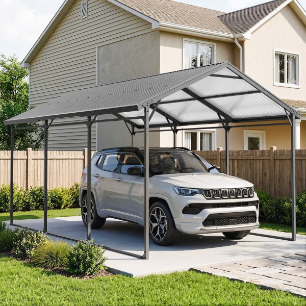 Outsunny 10 x 15ft Metal Carport, Heavy-Duty Carport Canopy with Reinforced Steel Frame & Roof, All-Weather Protection - Image 1