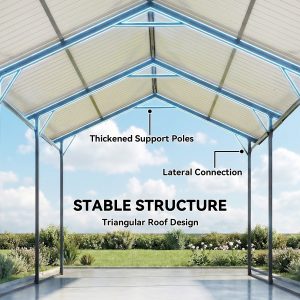 Outsunny 10 x 15ft Metal Carport, Heavy-Duty Carport Canopy with Reinforced Steel Frame & Roof, All-Weather Protection - Image 5