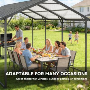 Outsunny 10 x 15ft Metal Carport, Heavy-Duty Carport Canopy with Reinforced Steel Frame & Roof, All-Weather Protection - Image 7