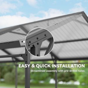 Outsunny 10 x 15ft Metal Carport, Heavy-Duty Carport Canopy with Reinforced Steel Frame & Roof, All-Weather Protection - Image 9