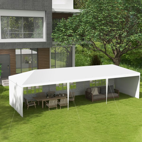 Outsunny 10' x 29' Party Tent, Canopy Tent with Sidewalls and Large Transparent Windows for Garden, Backyard, Outdoor, White - Image 1