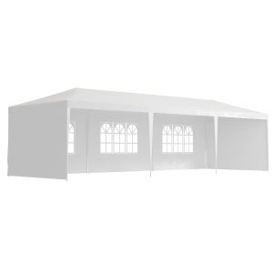 Outsunny 10' x 29' Party Tent, Canopy Tent with Sidewalls and Large Transparent Windows for Garden, Backyard, Outdoor, White - Image 11