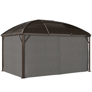 Outsunny 10x13 Hardtop Gazebo Aluminum Outdoor Canopy with Mesh Nettings Curtains Dark Grey - Image 2