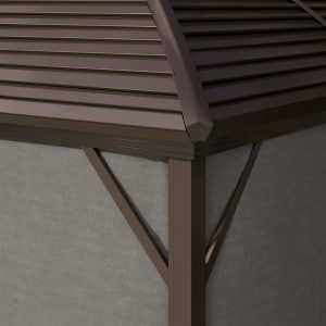 Outsunny 10x13 Hardtop Gazebo Aluminum Outdoor Canopy with Mesh Nettings Curtains Dark Grey - Image 10