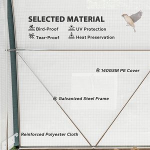 Outsunny 10'x6.6'x6.6' Upgraded Tunnel Greenhouse Green House with Mesh Door and Windows, 6 Plant Labels and Gloves, White - Image 6