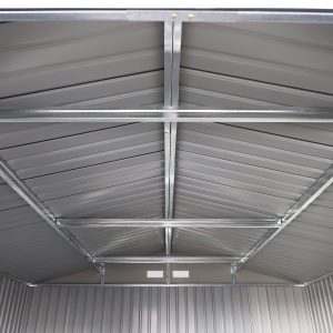 Outsunny 11.2ft x 12.5ft Practical Backyard Garden Storage Tool Shed 4 Ventilation Slots Double Sliding Door, Grey - Image 21