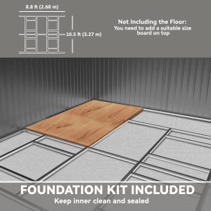 Outsunny 11.2ft x 12.5ft Practical Backyard Garden Storage Tool Shed 4 Ventilation Slots Double Sliding Door, Grey - Image 15