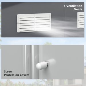 Outsunny 11.2ft x 12.5ft Practical Backyard Garden Storage Tool Shed 4 Ventilation Slots Double Sliding Door, Grey - Image 16