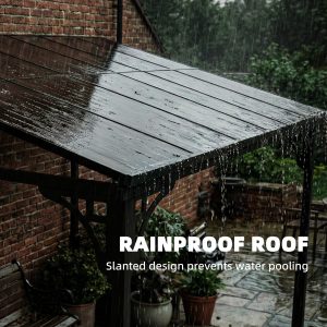 Outsunny 11' x 10' Outdoor Pergola, Wall Mounted Hardtop Lean-to Gazebo with Polycarbonate Roof and Metal-Aluminium Frame - Image 14