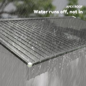 Outsunny 11' x 13' Garden Storage Shed w/ Foundation Kit Metal Tool Storage House w/ Double Doors White - Image 15