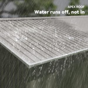 Outsunny 11' x 13' Practical Backyard Garden Storage Tool Shed Double Sliding Door 4 Ventilation Slots, Light Grey - Image 7