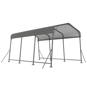 Outsunny 11 x 15FT Metal Carport, Heavy-Duty Carport Canopy with Reinforced Frame & Galvanized Steel Roof, Dark Grey - Image 2