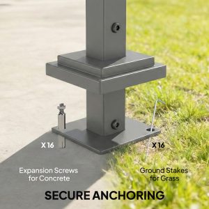 Outsunny 11 x 15FT Metal Carport, Heavy-Duty Carport Canopy with Reinforced Frame & Galvanized Steel Roof, Dark Grey - Image 7