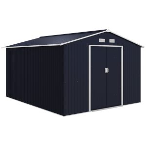 Outsunny 11' x 9' Metal Storage Shed Garden Tool House with Double Sliding Doors, 4 Air Vents for Backyard, Patio, Lawn Dark Grey - Image 11