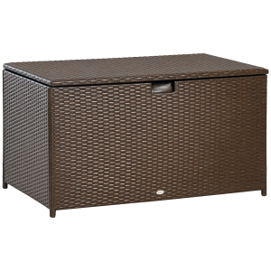 Outsunny 113 Gallon Outdoor Storage Box, Rattan Deck Box for Indoor, Patio Furniture Cushions, Brown - Image 11