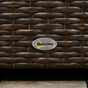 Outsunny 113 Gallon Outdoor Storage Box, Rattan Deck Box for Indoor, Patio Furniture Cushions, Brown - Image 10