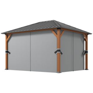 Outsunny 13' x 10' Hardtop Gazebo with Netting Sidewalls and Curtains, Galvanized Steel Outdoor Gazebo Canopy for Garden - Image 11